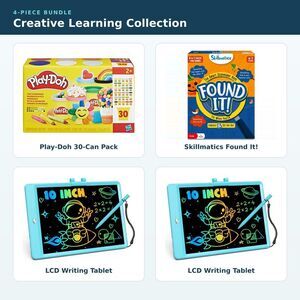 4-Piece Kids Creative Learning Bundle Play-Doh LCD Tablets Skillmatics